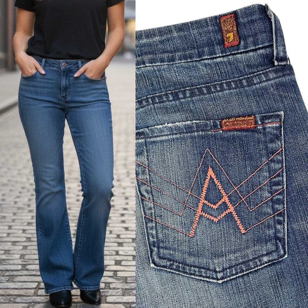 7 For All Mankind Pink “A” Pocket Jeans Bootcut Vintage Sz 30